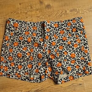 Leopard Print Women's Shorts with Orange Floral Accents